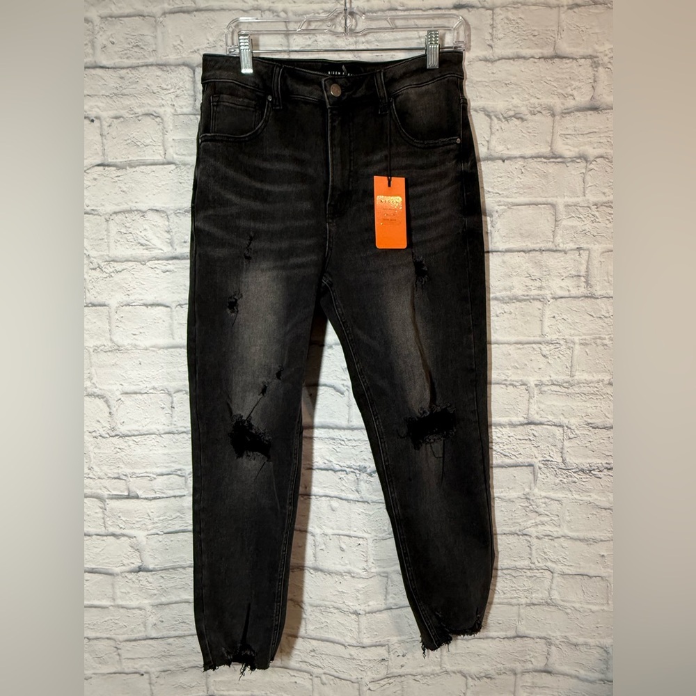 Risen NWT Black Distressed High Rise Boyfriend Women's Jeans, sz 11/30